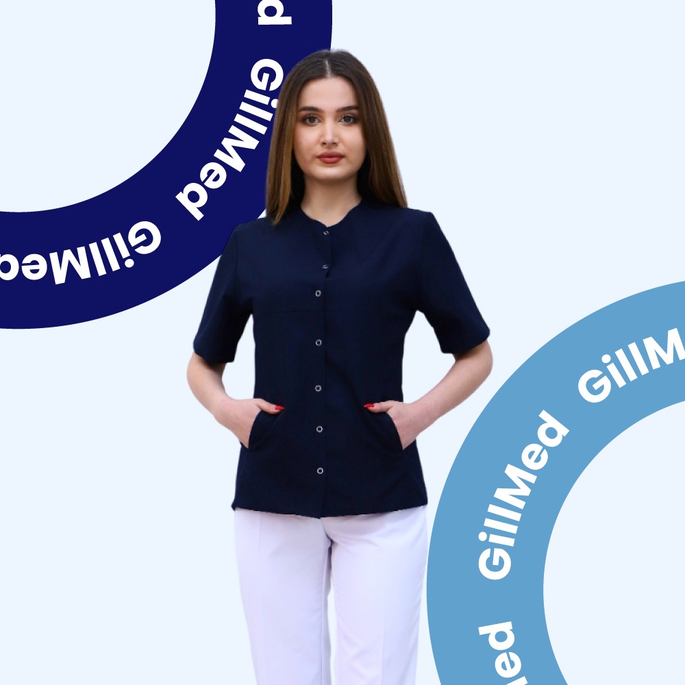 Qara Alpaka Qadın Tibbi Köynək