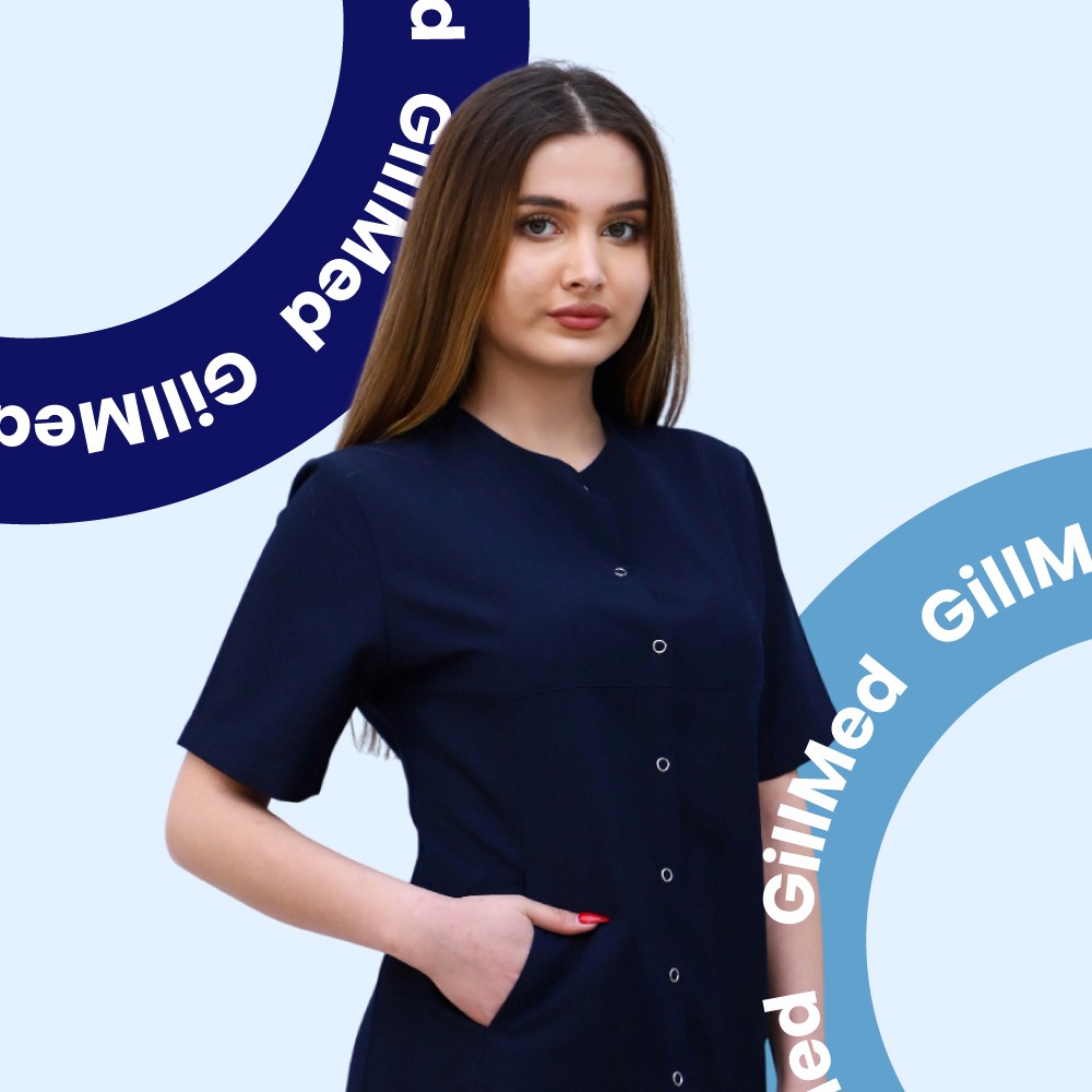 Qara Alpaka Qadın Tibbi Köynək