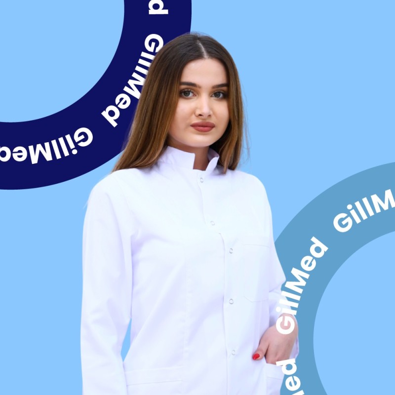 Ağ Alpaka Qadın Tibbi Xalat