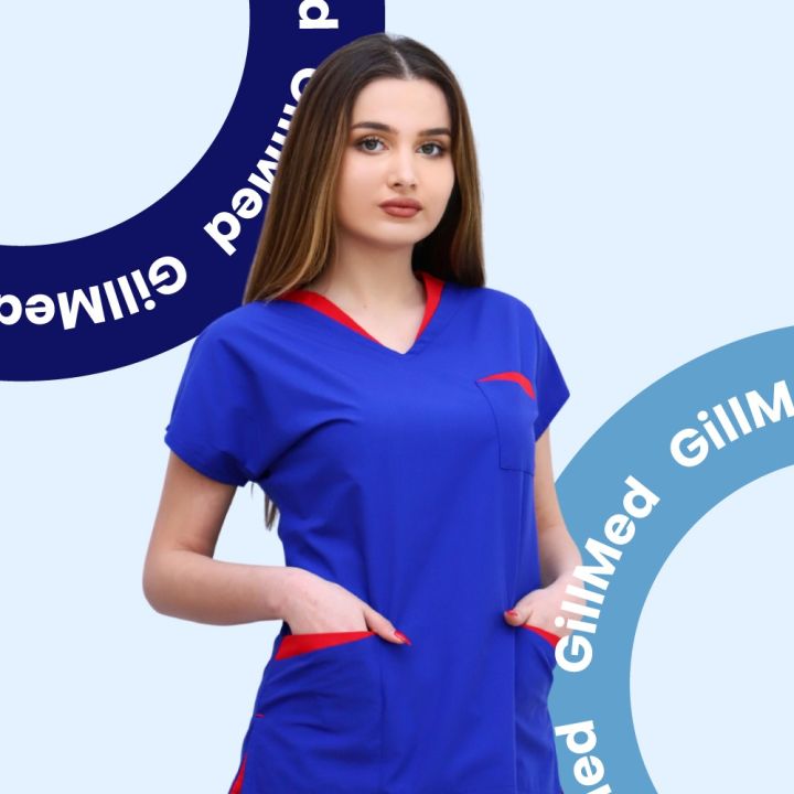 Elektrik mavi alpaka qadın tibbi dəsti